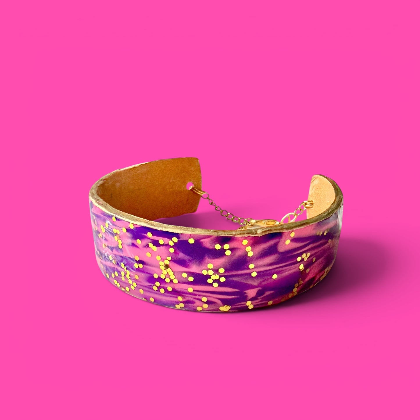 Hot Pink & Purple Clay Cuff Bracelet