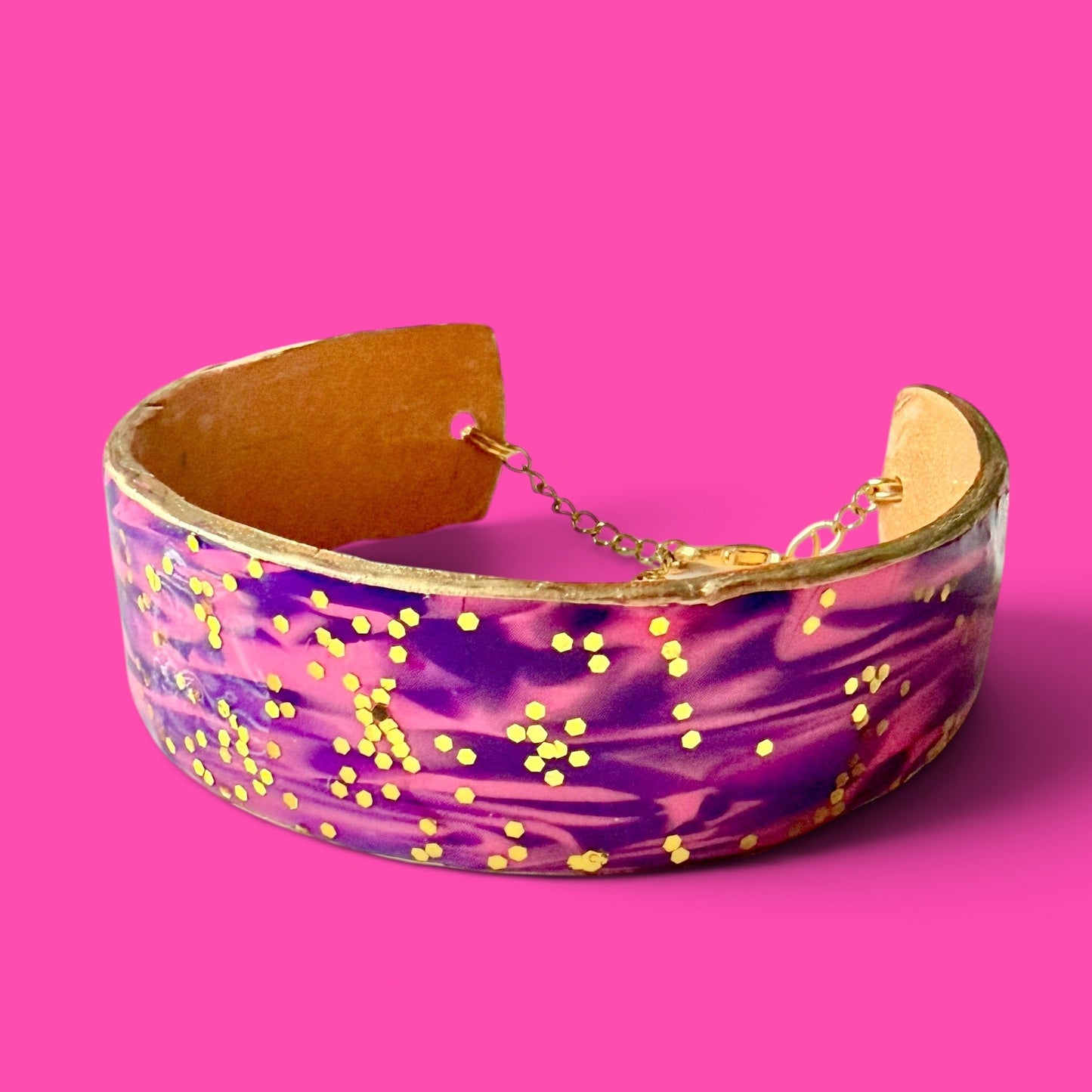Hot Pink & Purple Clay Cuff Bracelet