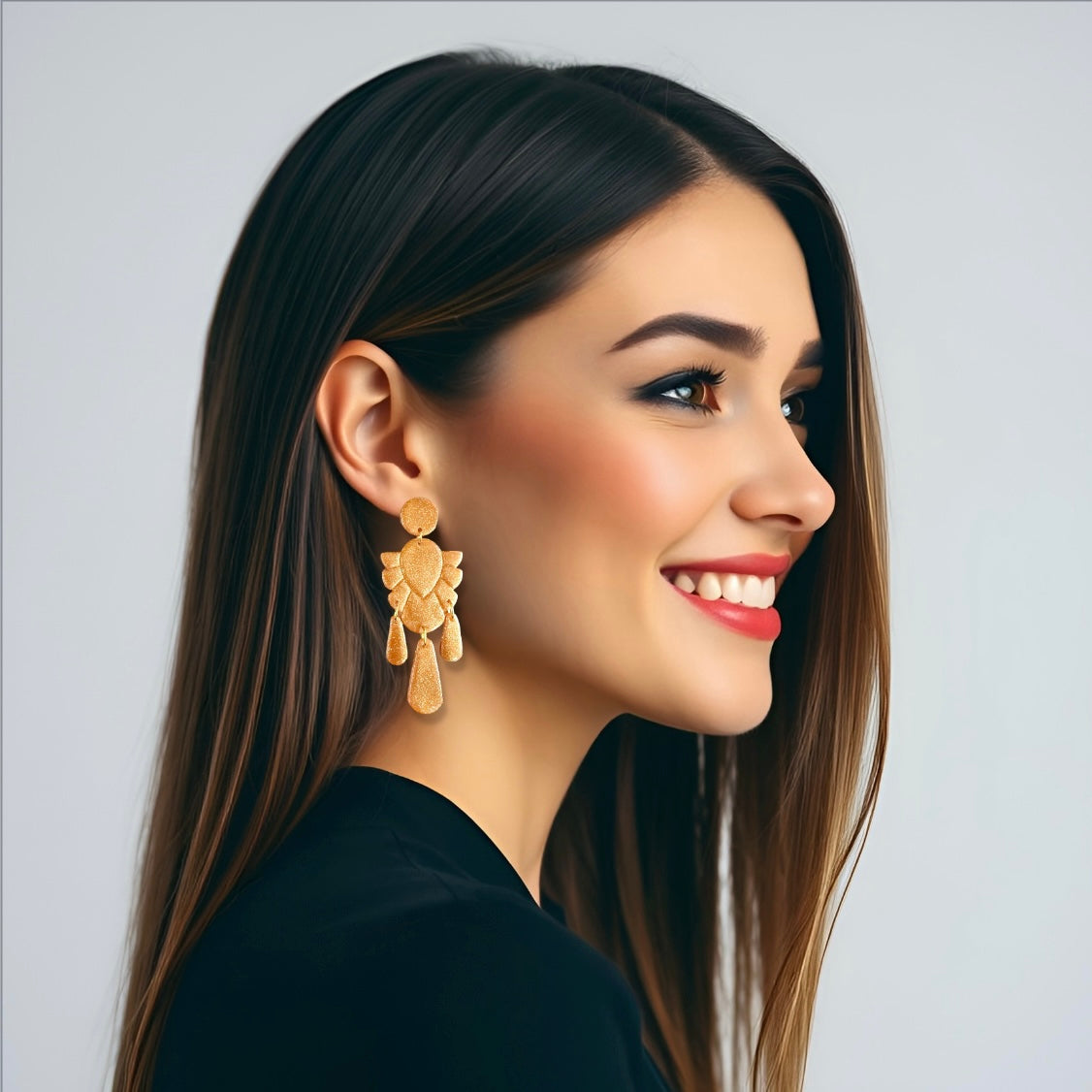 Rose Gold Moroccan Dangles Clay Earrings