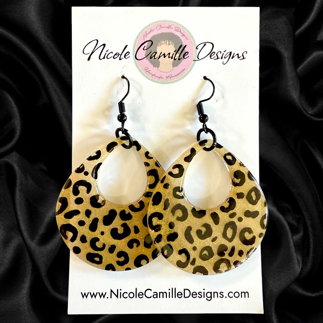 Cheetah Print Teardrop Resin Earrings