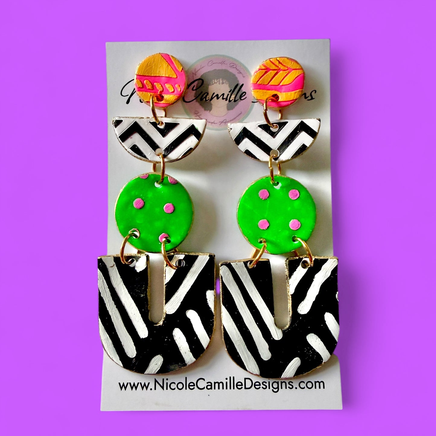 Abstract Boho Clay Earrings 5