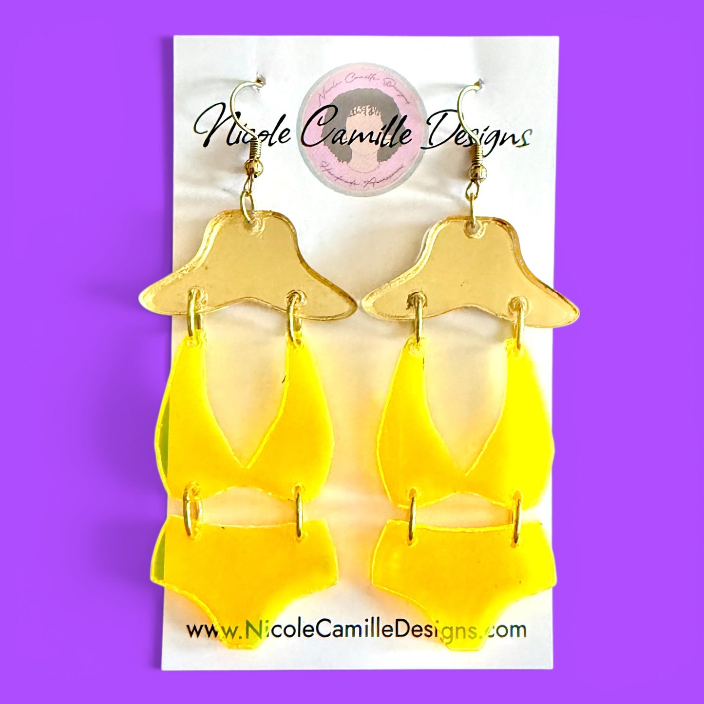 Yellow Bikini Acrylic Earrings