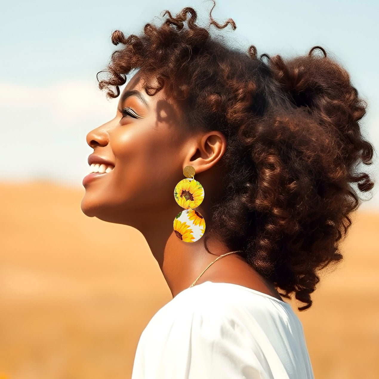 Sunflower Double Disc Paper Earrings