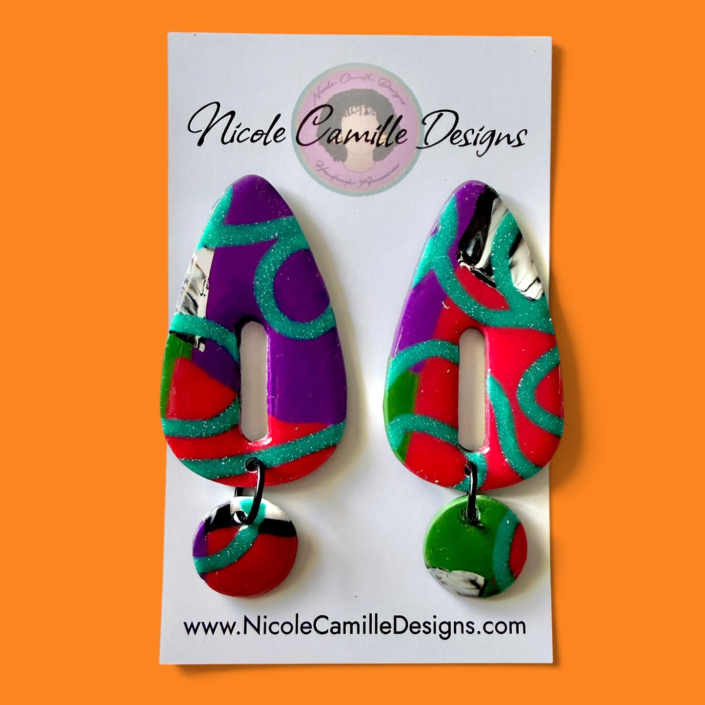 Bold Mix Triangle Dangle Clay Earrings