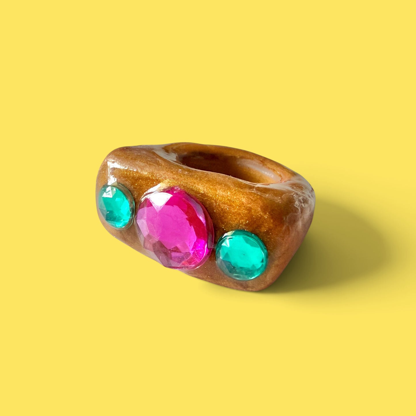 Gold Jeweled Clay Ring