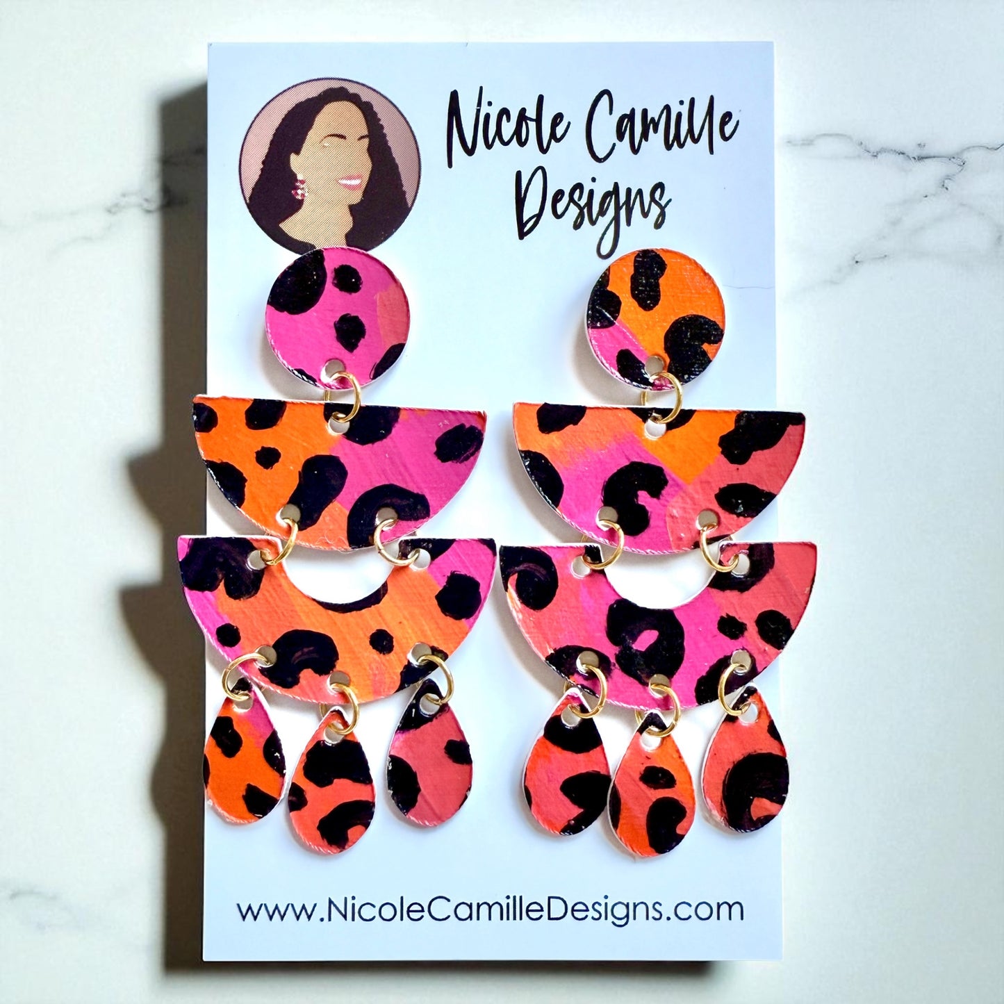 Pink & Orange “Barcelona” Paper Earrings
