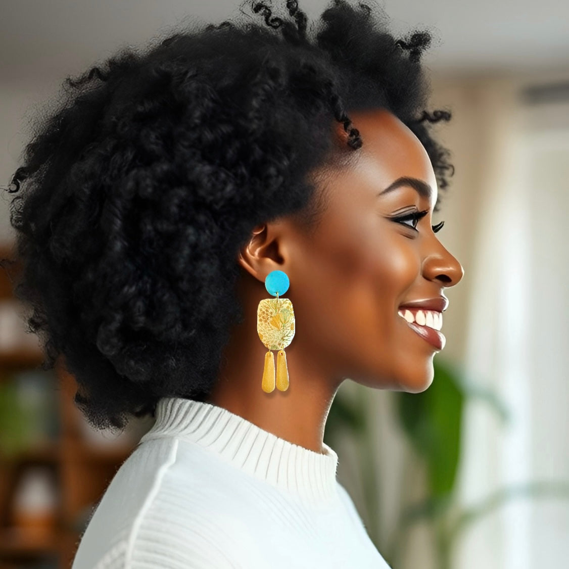 Fall Print Arch Dangle Clay Earrings