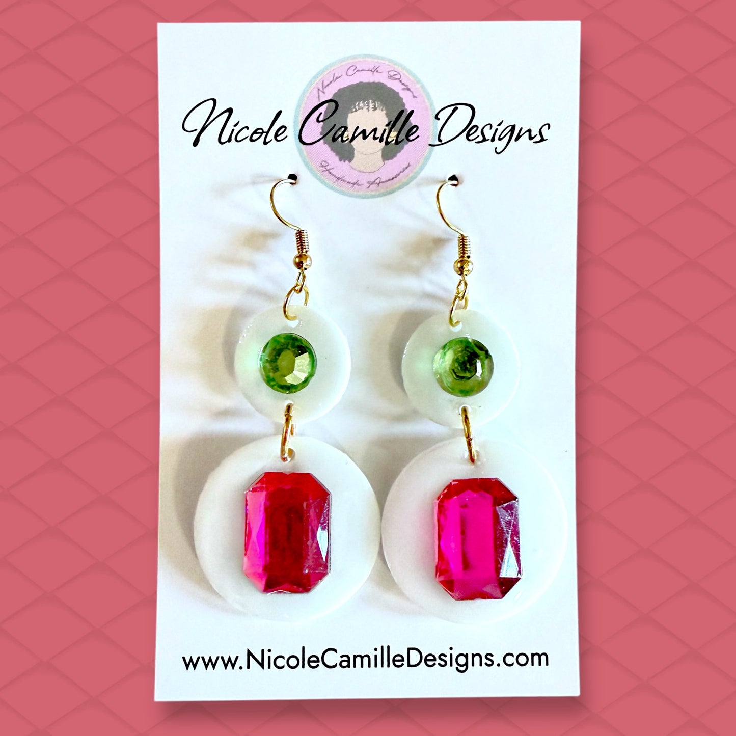 White Jewel 2-Disc Resin Earrings