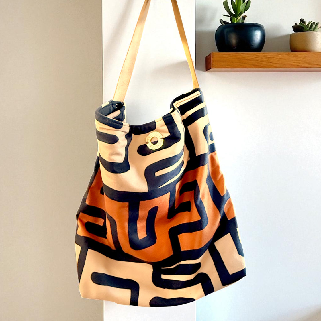 Mudcloth Print Hobo Bag