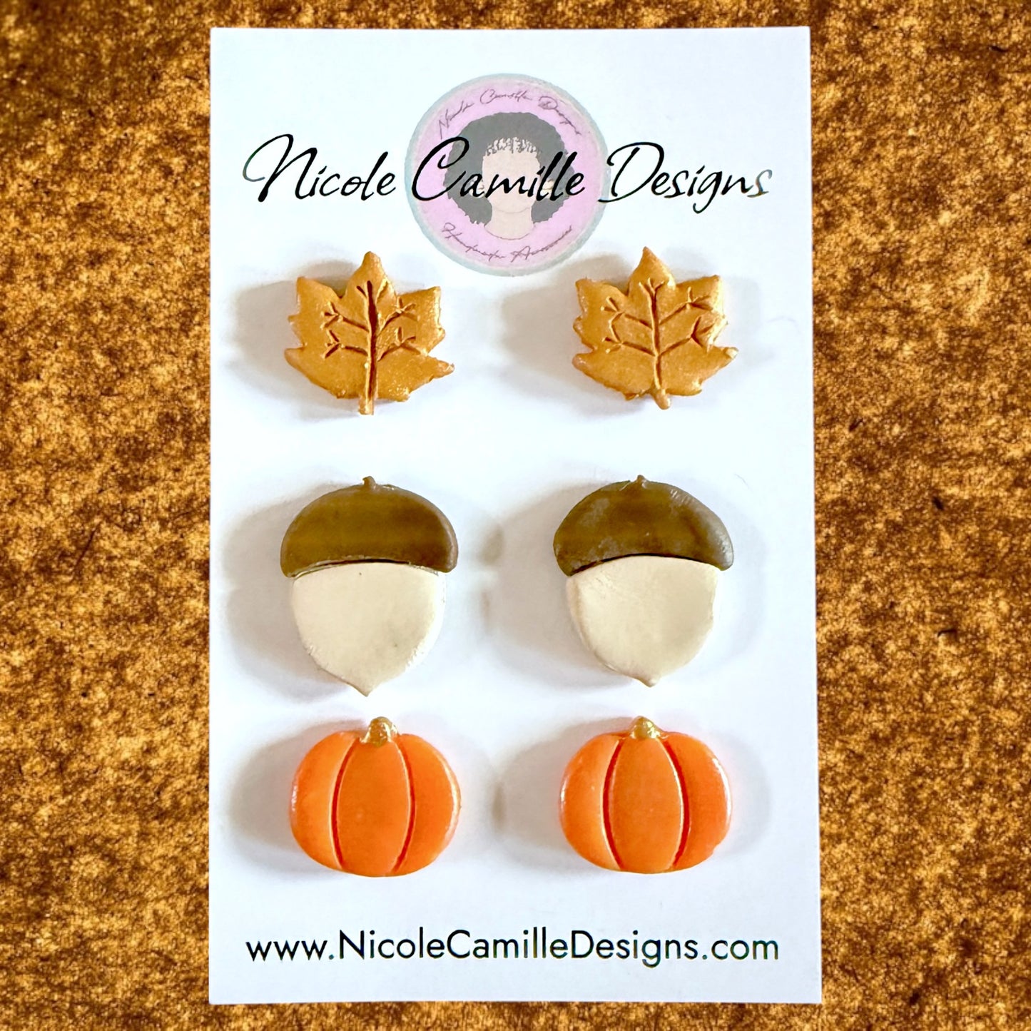 Fall Mix Studs Clay Earrings 1