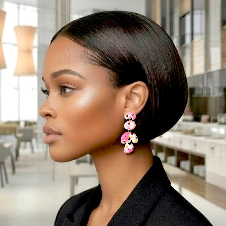 Pink Abstract Organic Dangle Acrylic Earrings