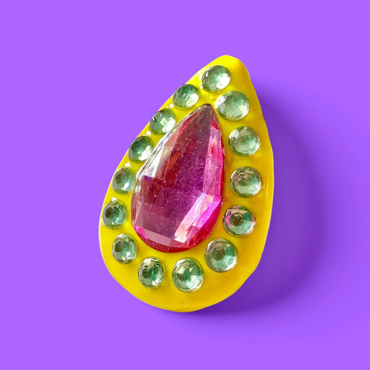 Yellow Jeweled Jumbo Clay Adjustable Ring