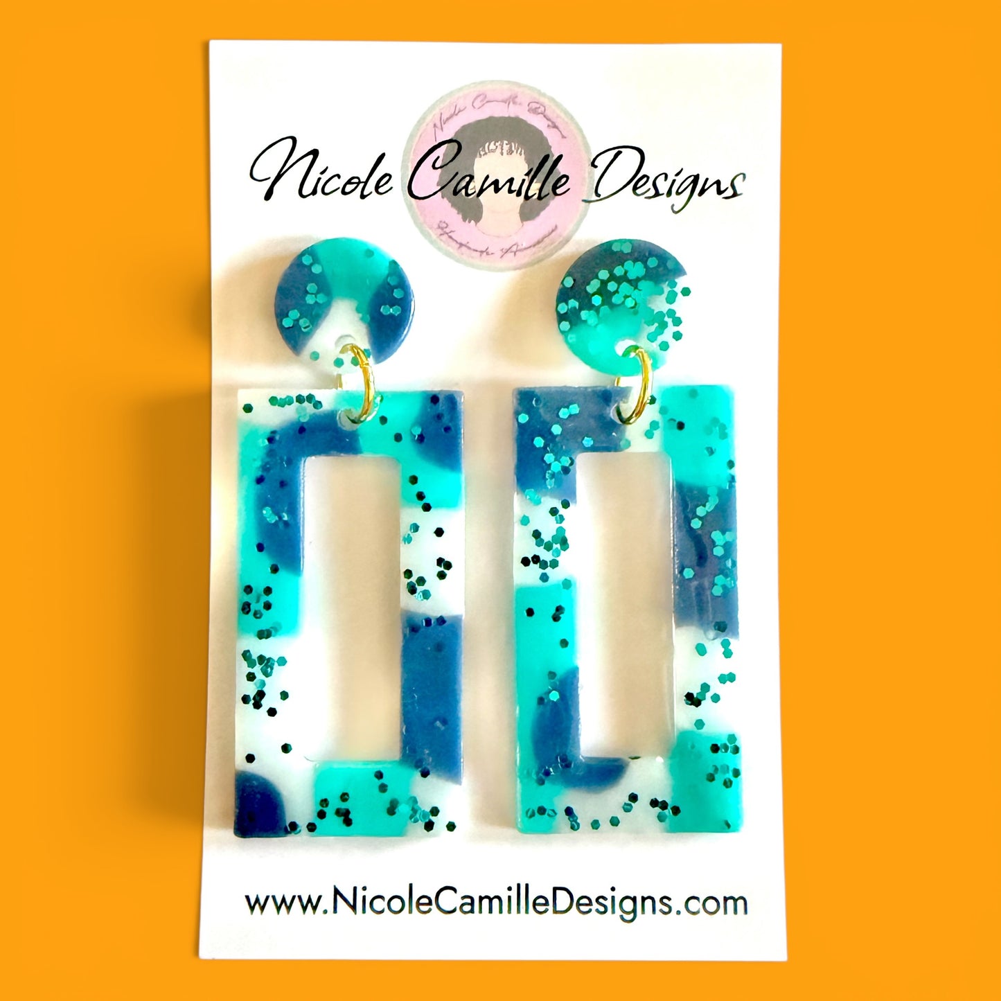 Caribbean Mix Rectangle Resin Earrings