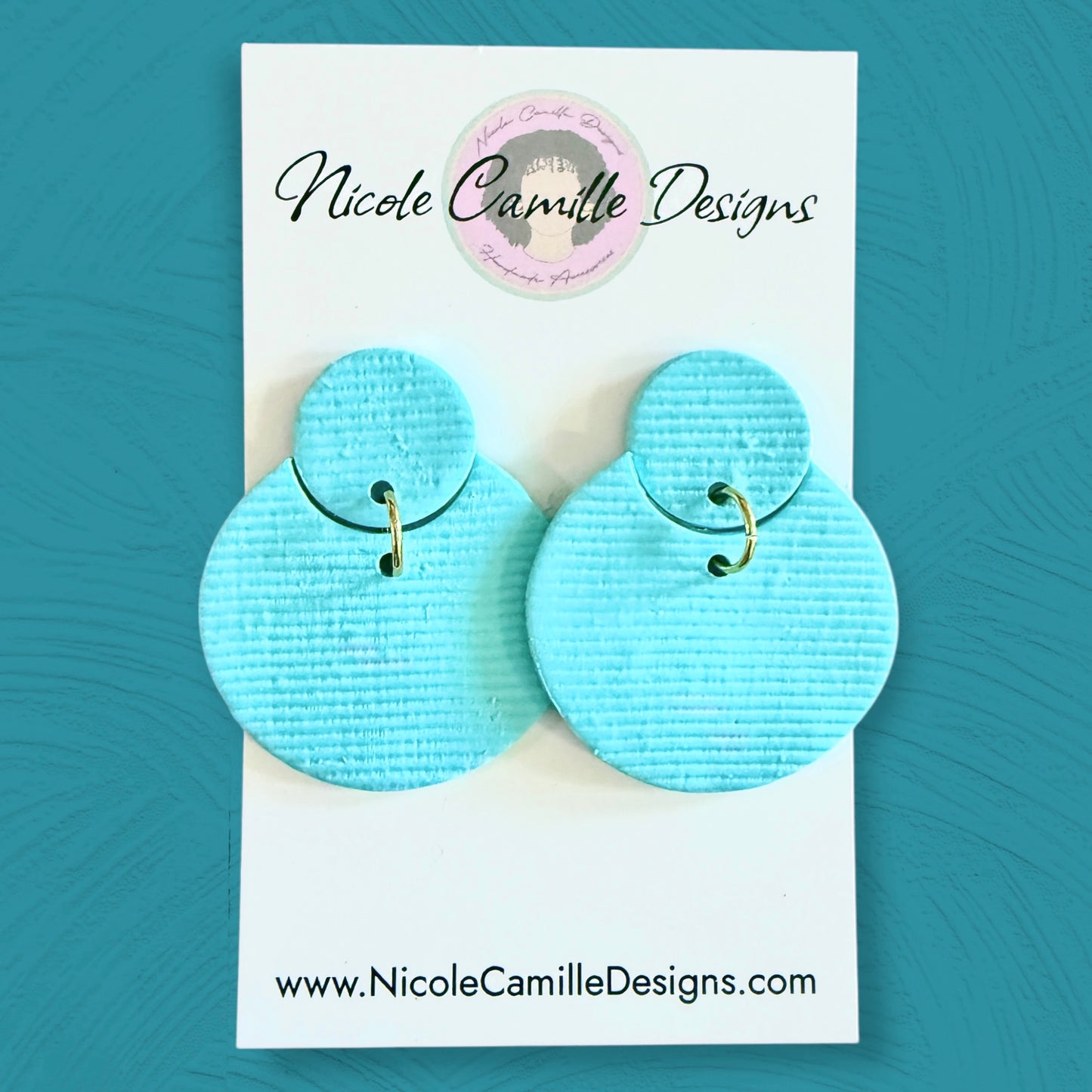 Light Blue Textured Geometric Clay Earrings