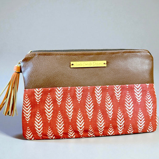 Boho Feather Print Clutch