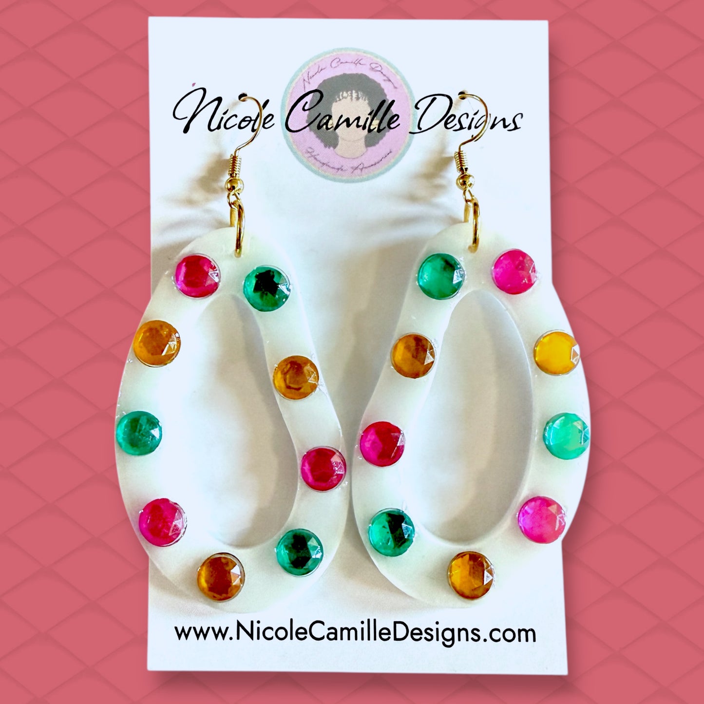 White Jewel Organic Resin Earrings