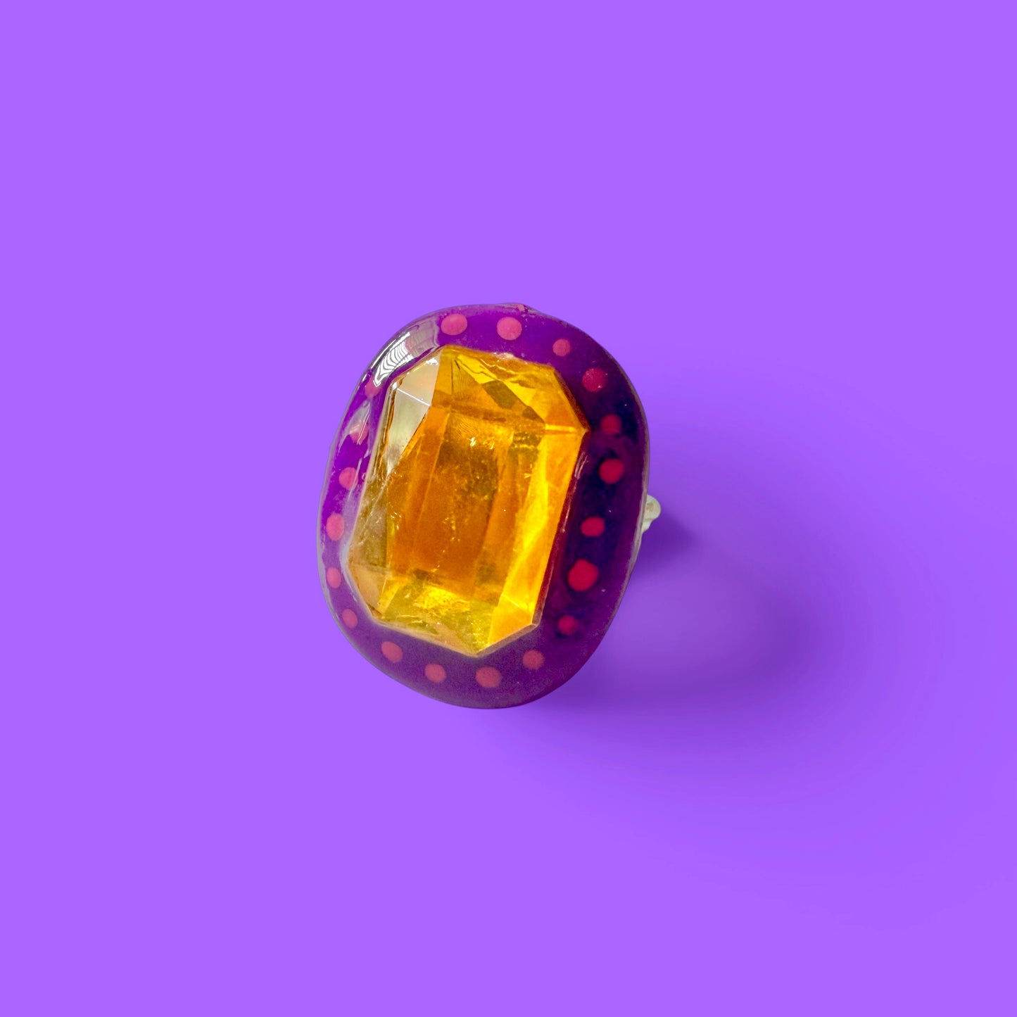 Purple Jeweled Clay Adjustable Ring 2