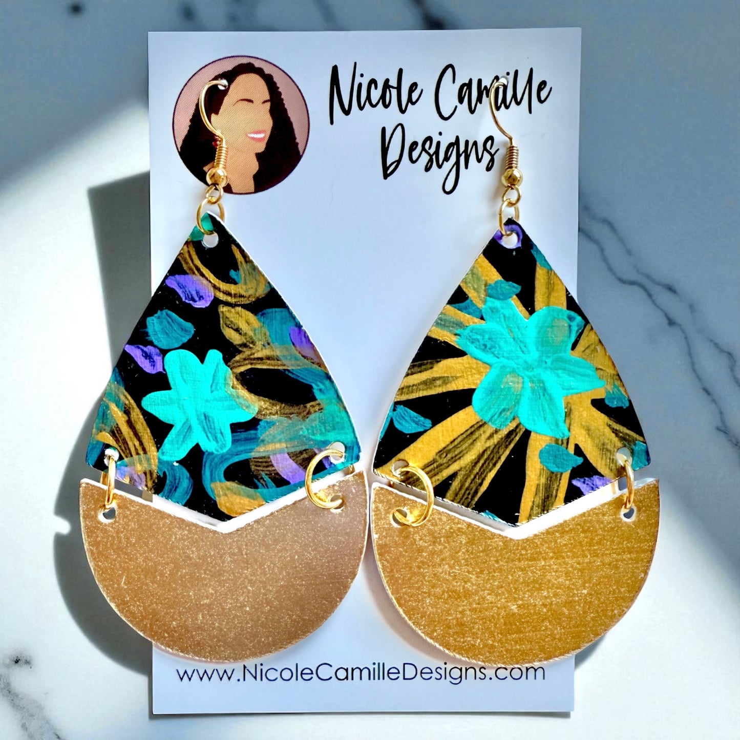 Peacock Color Teardrop Paper Earrings