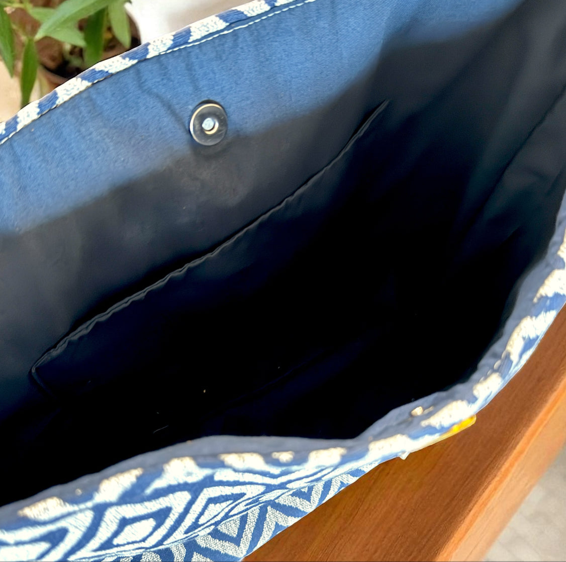 Navy & Taupe Print Hobo Bag