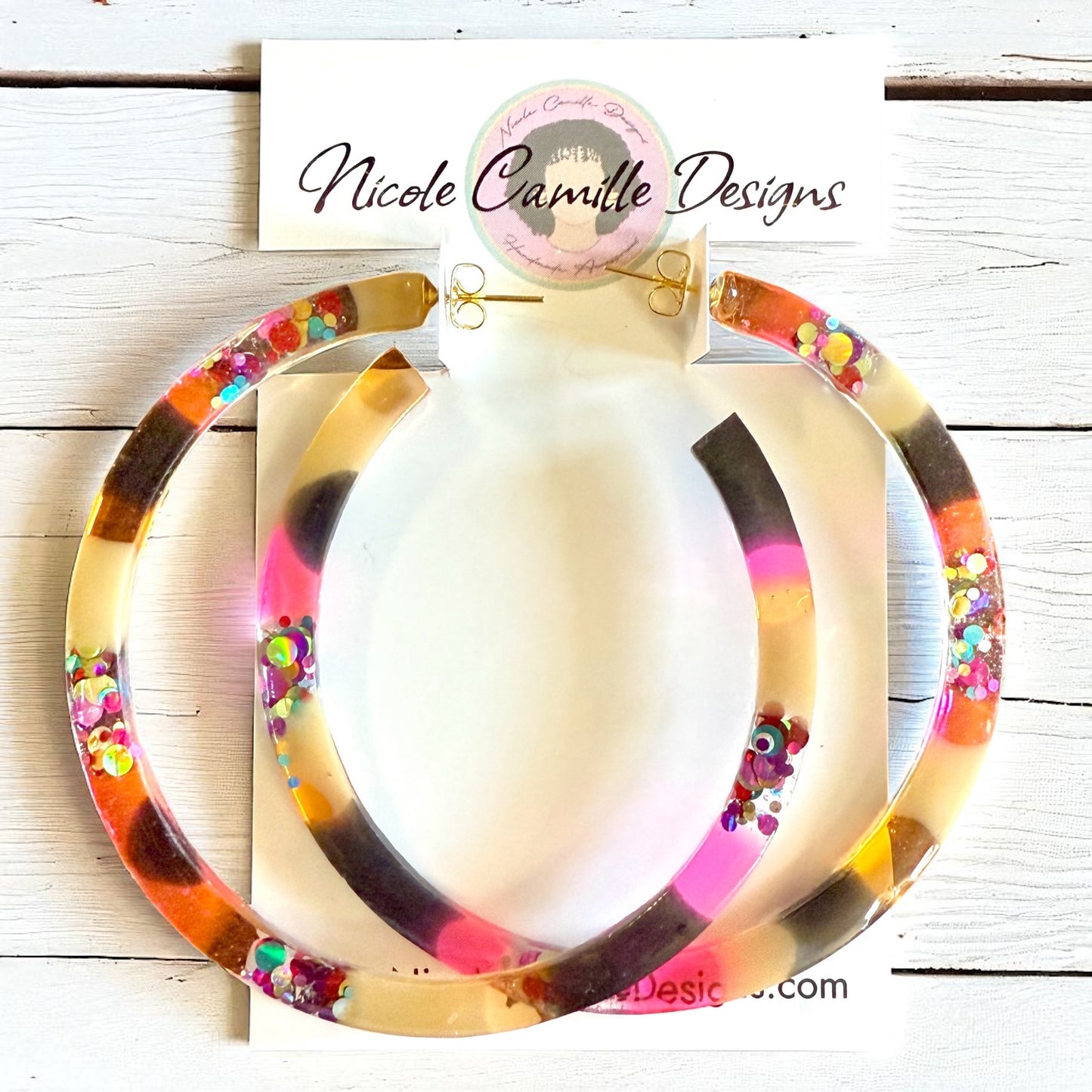 Fall Party Mix Jumbo Hoops Resin Earrings