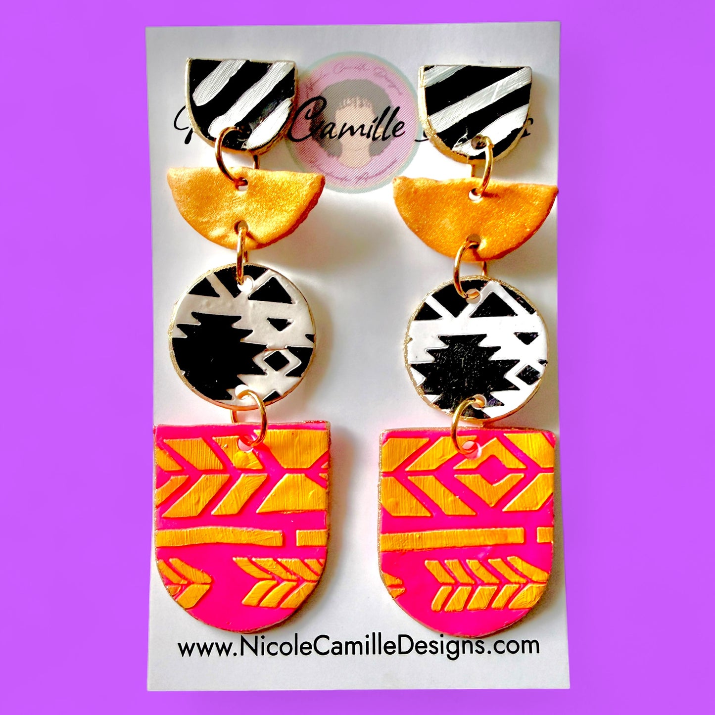Abstract Boho Clay Earrings 6