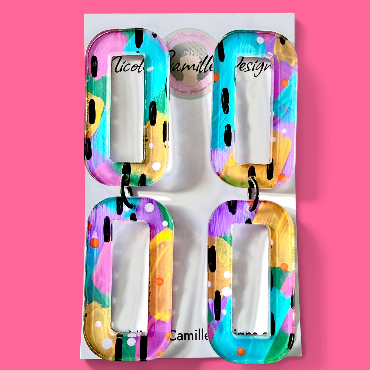 Abstract Double Rectangle Acrylic Earrings