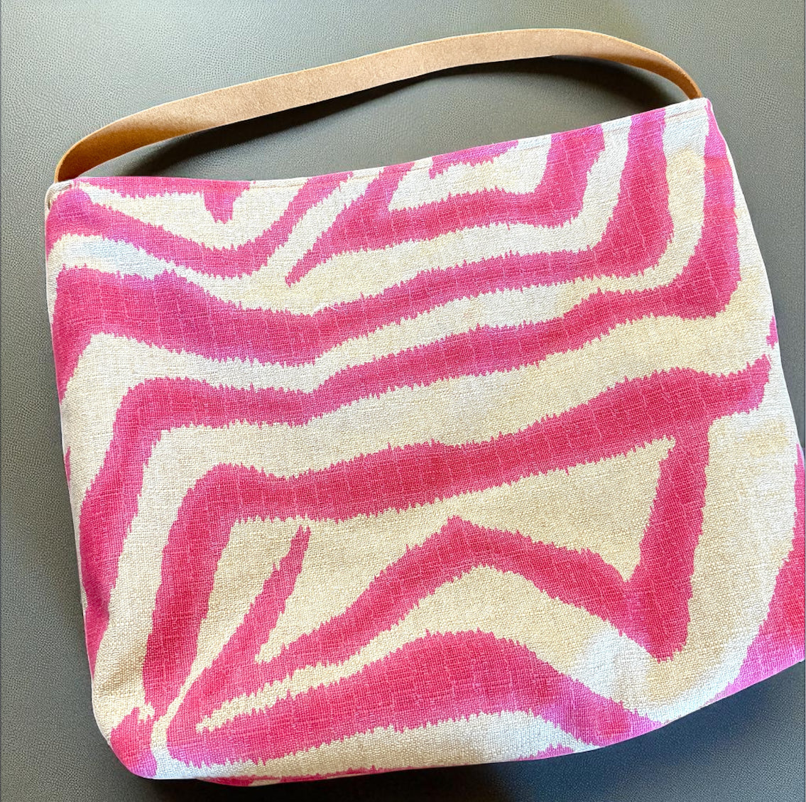 Pink & Gray Zebra Print Hobo Bag