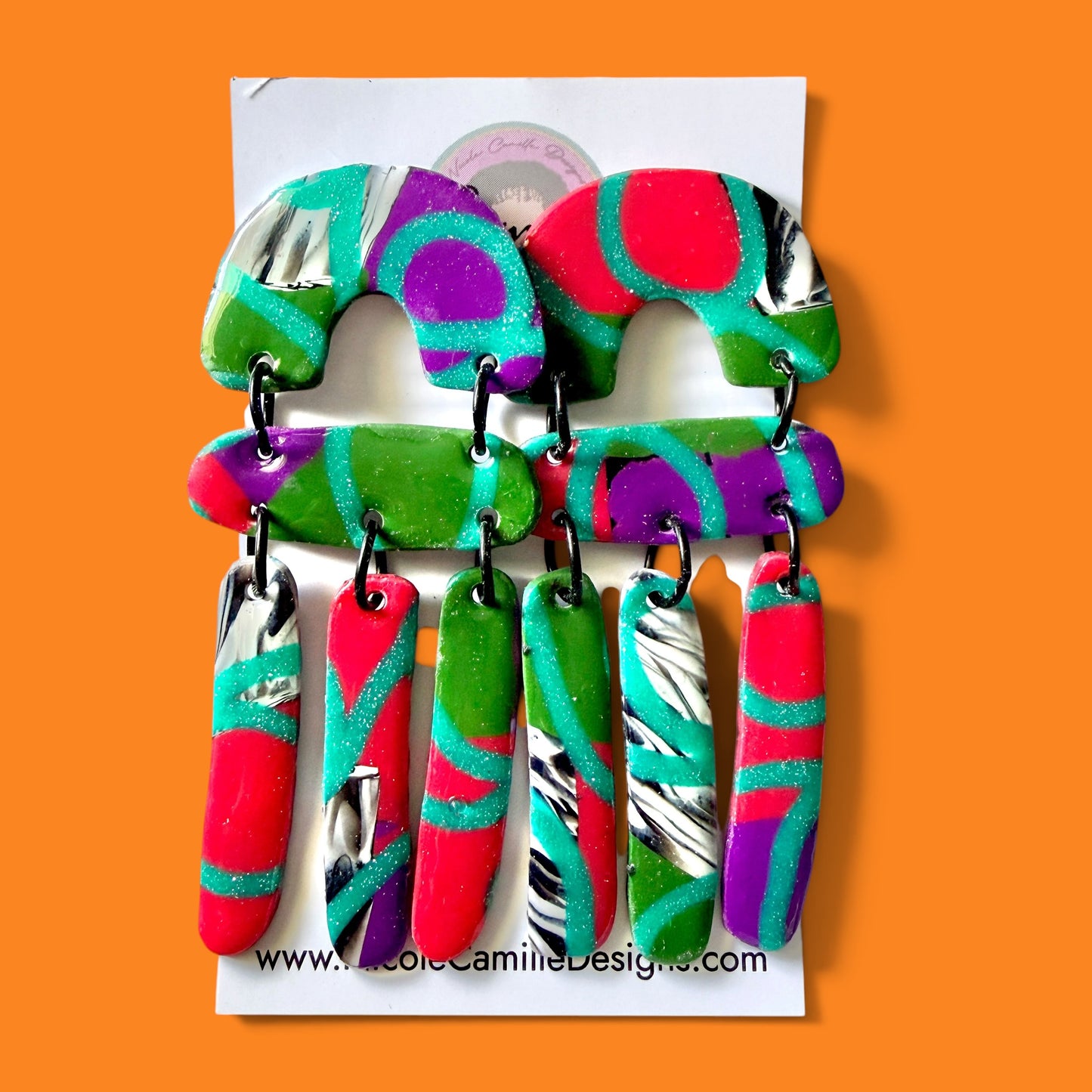 Bold Mix Abstract Dangle Clay Earrings