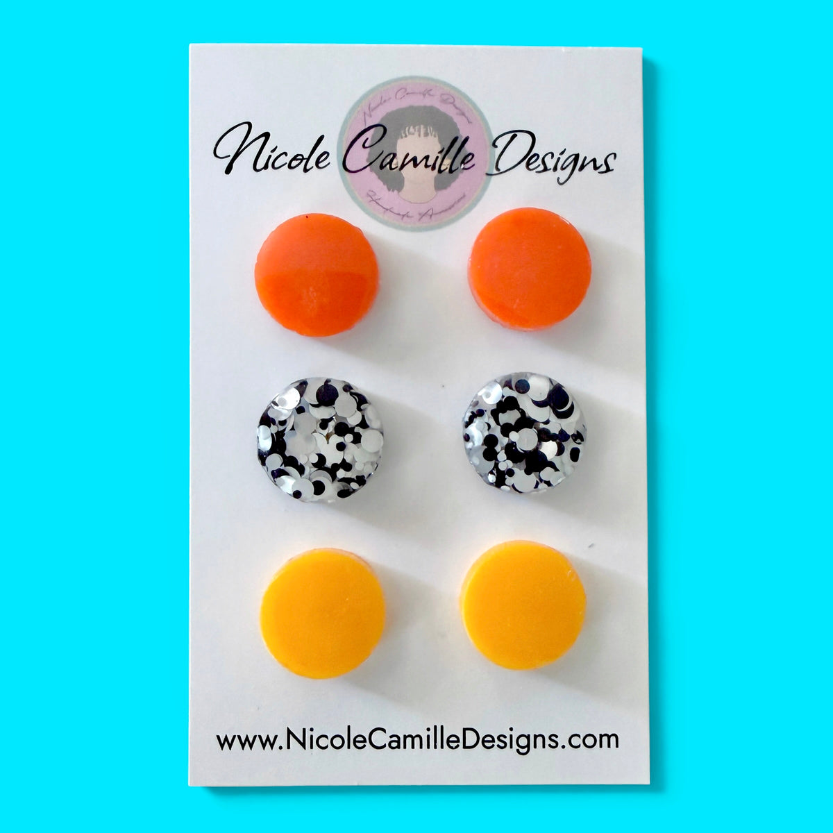 Orange & Yellow Studs Resin Earrings