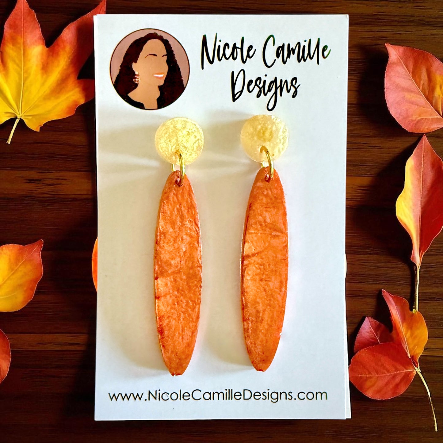Fall Metallic Mix Skinny Dangle Resin Earrings