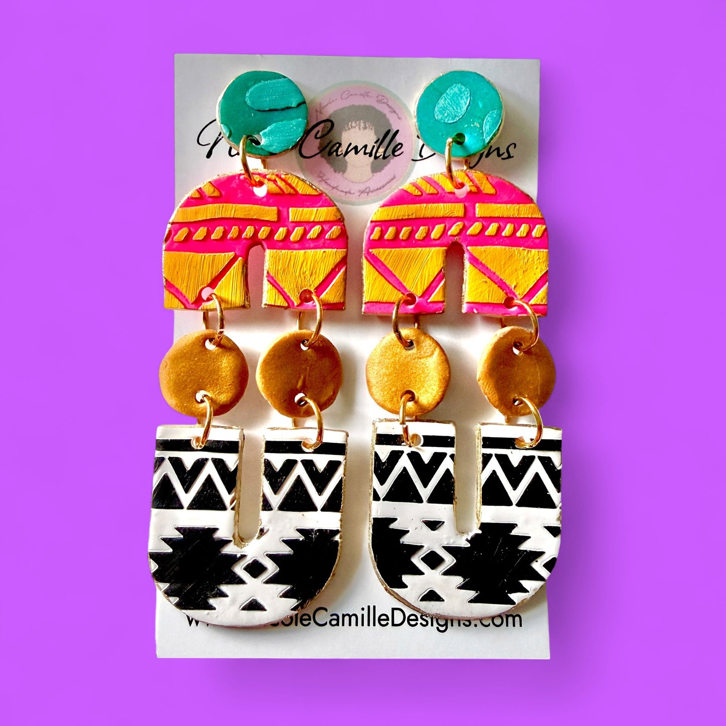 Abstract Boho Clay Earrings 4