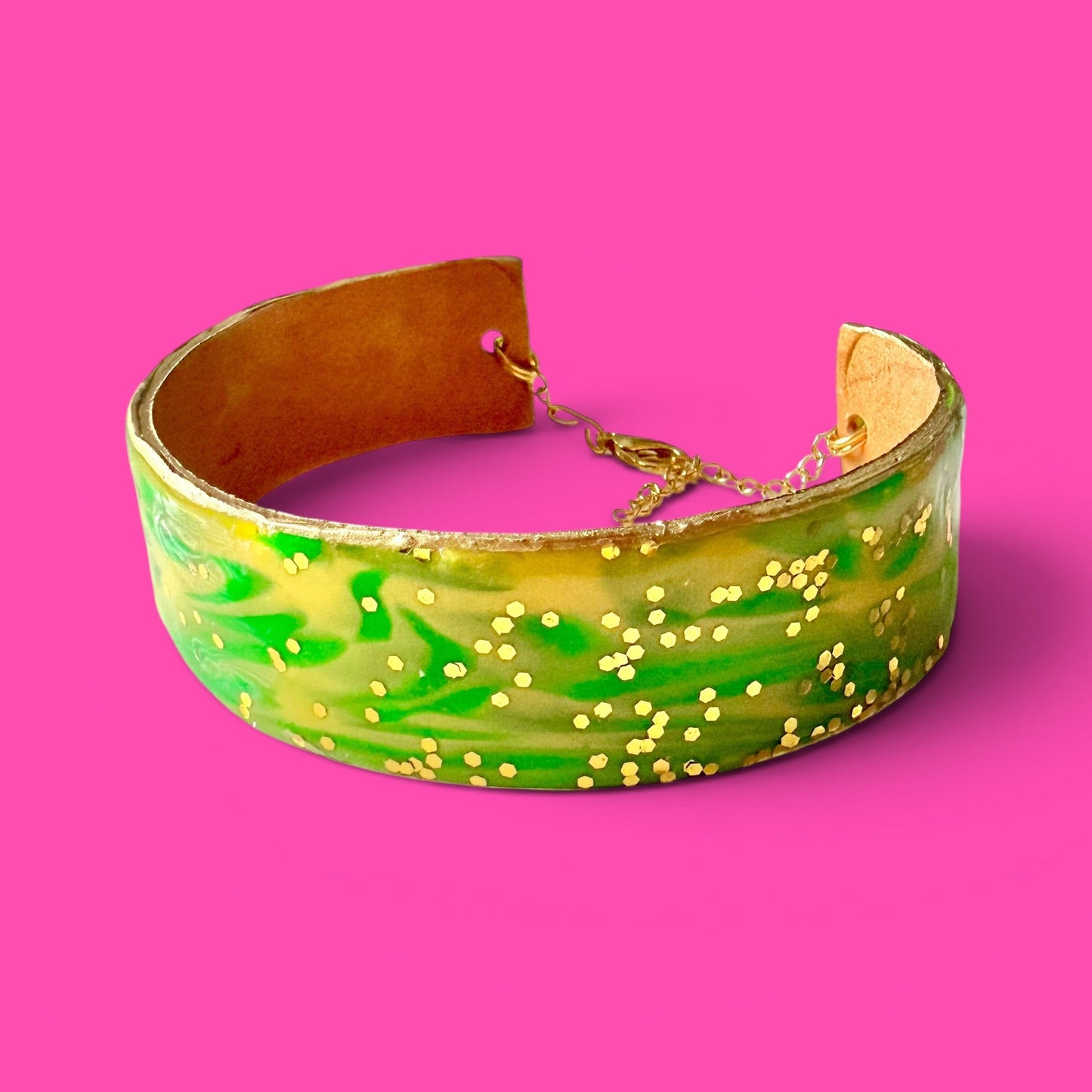 Yellow & Lime Clay Cuff Bracelet