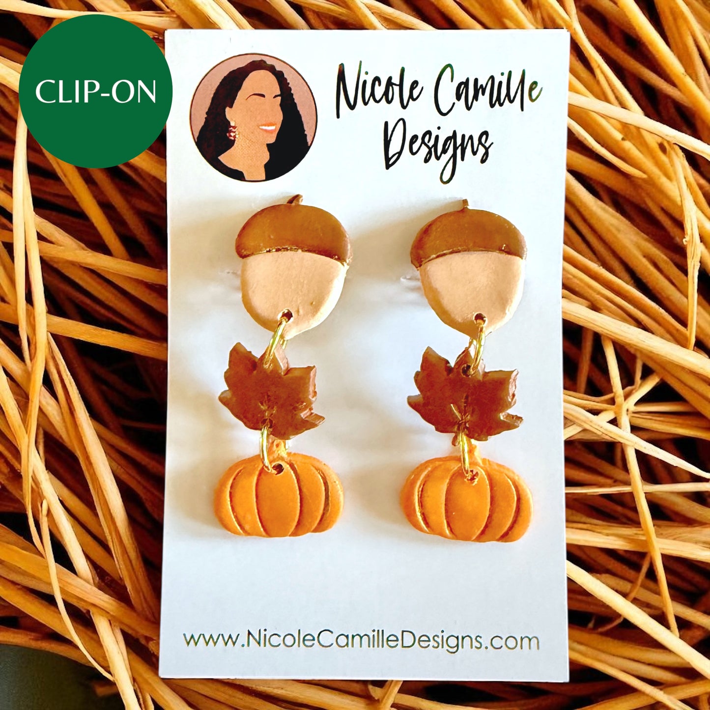 Fall Mix Dangles Clip-on Clay Earrings 1