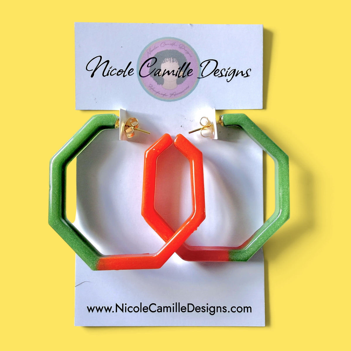 Colorblock Geo Hoops Resin Earrings