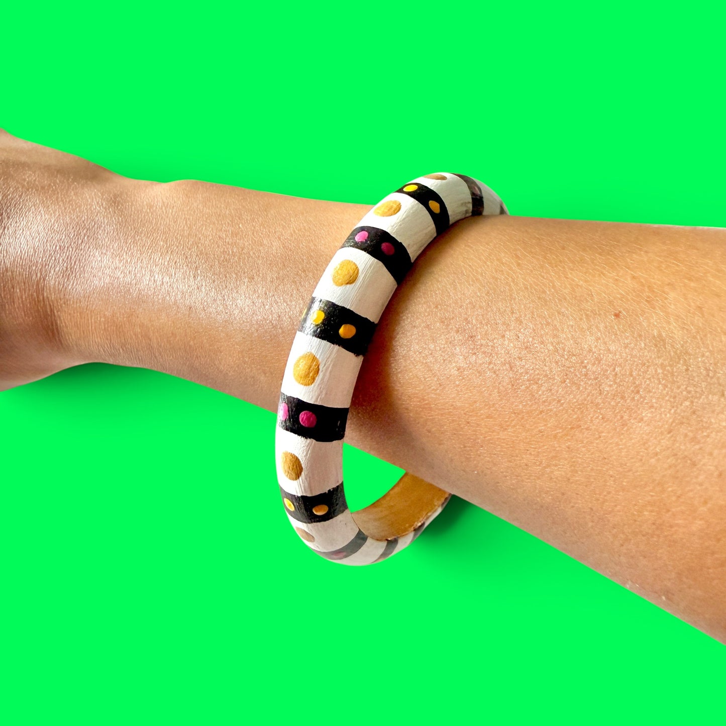 B/W Skinny Wood Bangle Bracelet