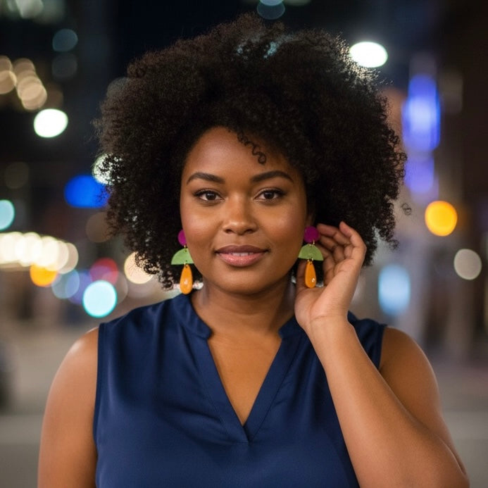 Plum & Olive Geo Clay Earrings