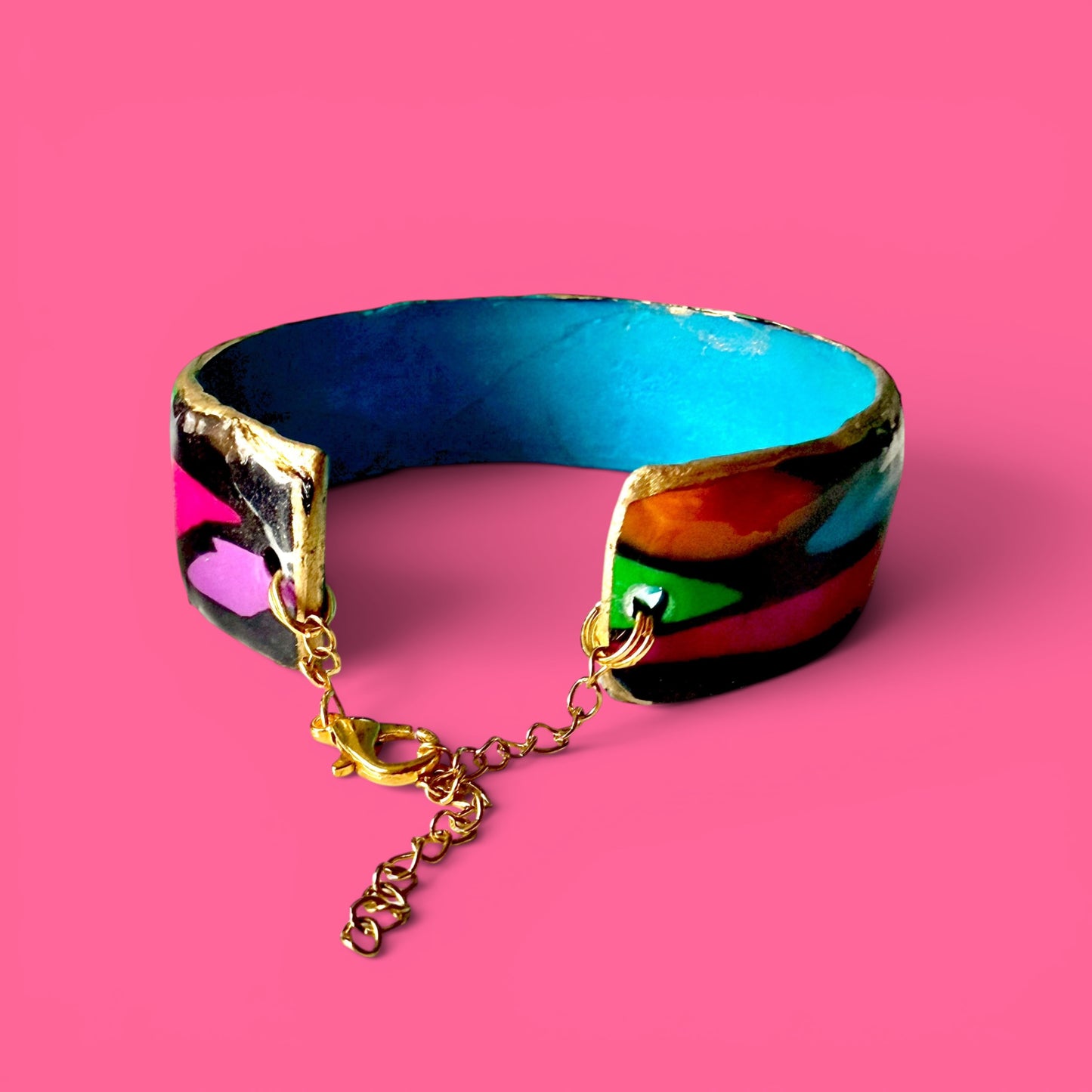 Black & Multicolor Clay Cuff Bracelet