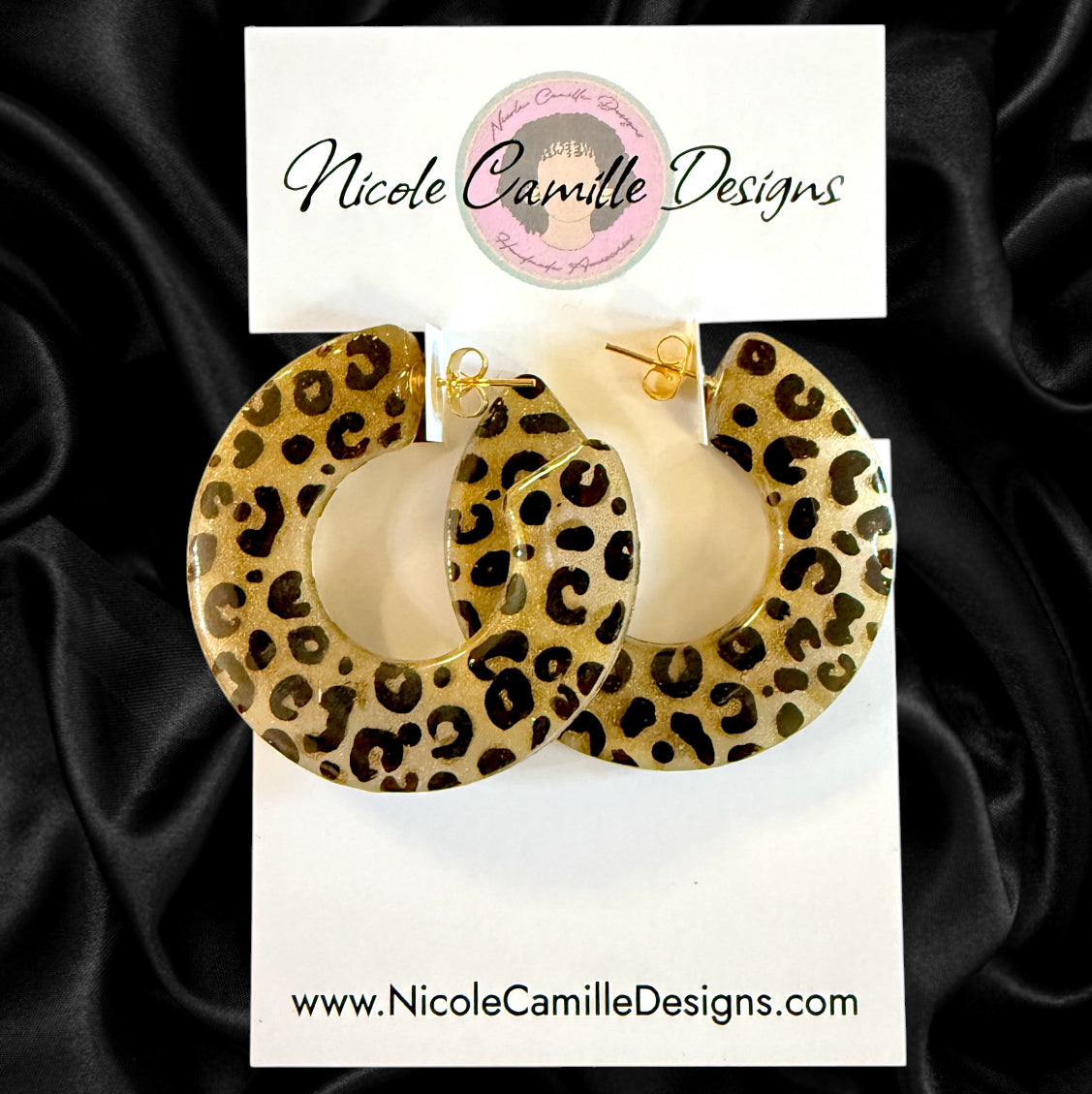 Cheetah Print Wide Hoop Resin Earrings