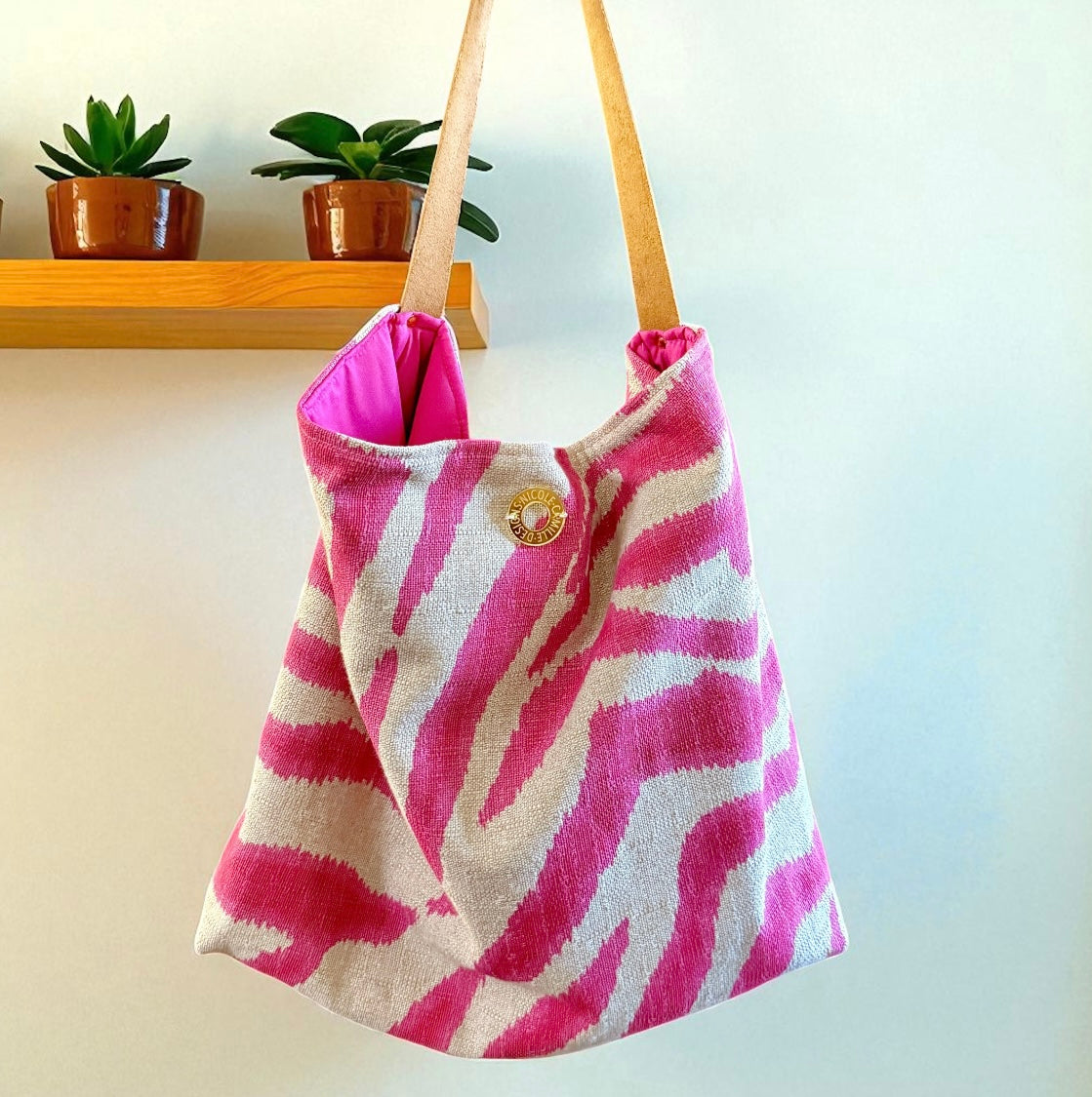 Pink & Gray Zebra Print Hobo Bag