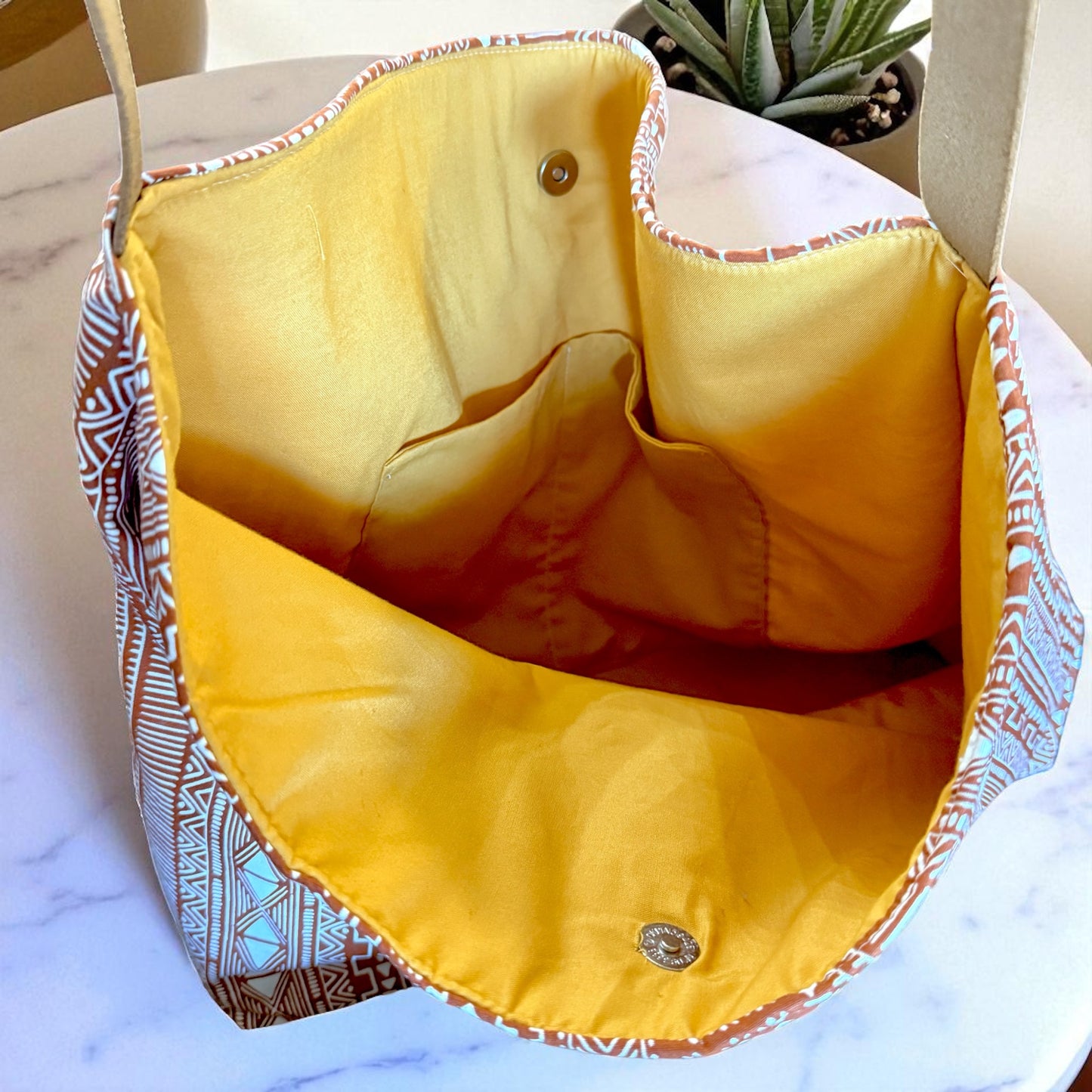 Burnt Orange Aztec Print Hobo Bag