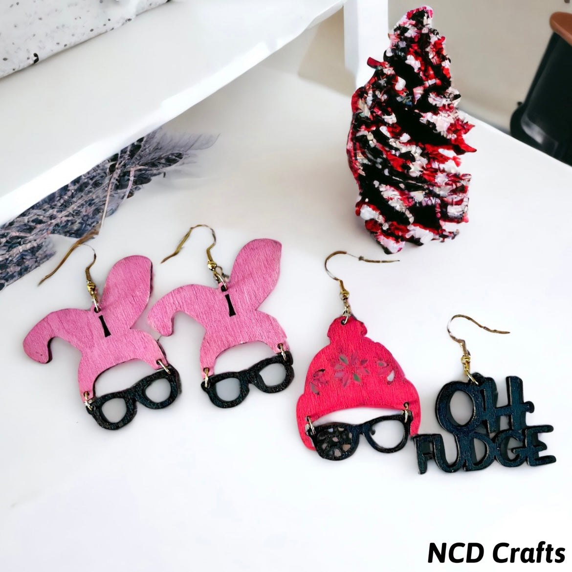 Christmas Story Wood Earrings