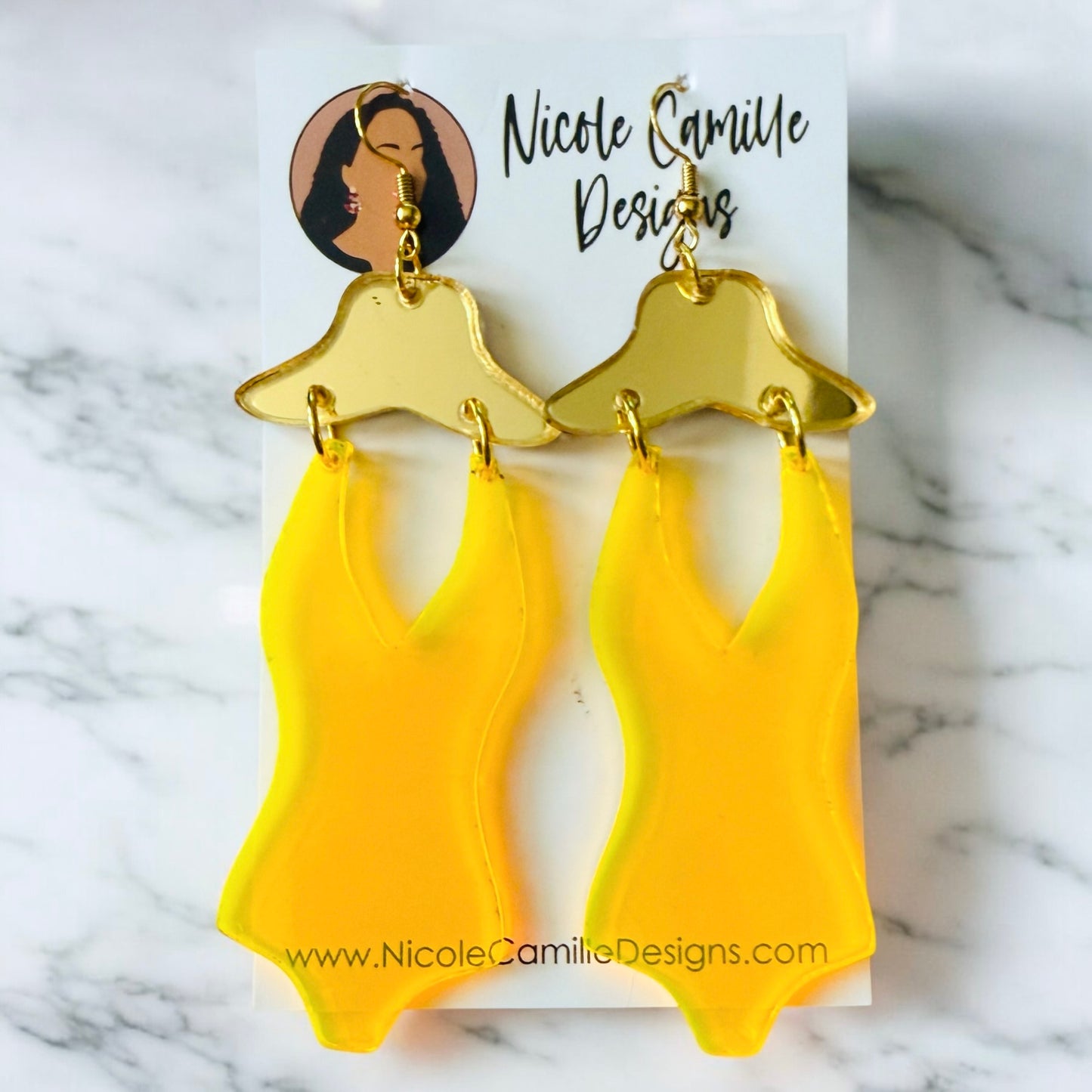 Yellow Swimsuit Acrylic Earrings