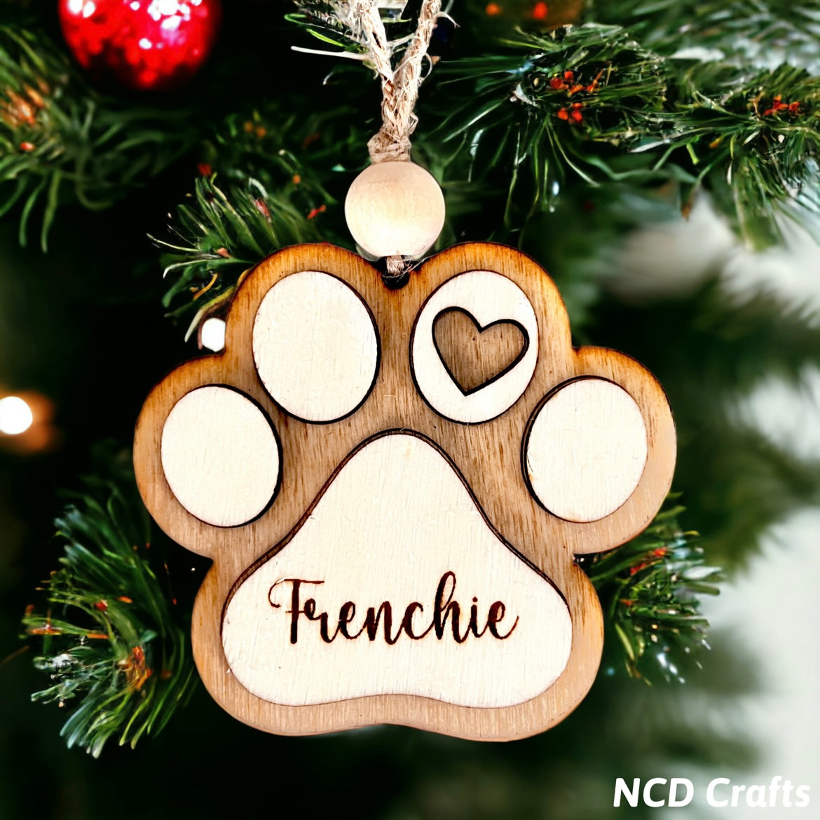 Personalized Pet Paw Christmas Ornament