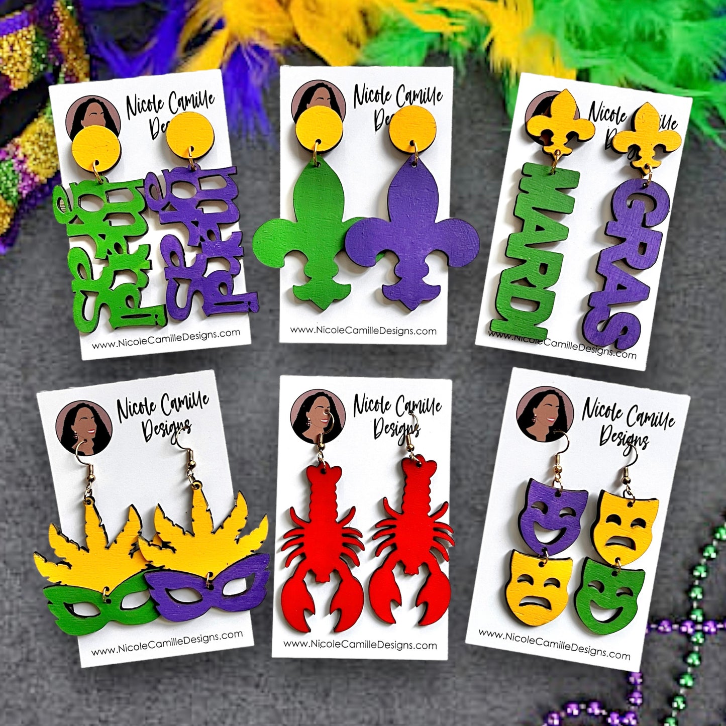 Mardi Gras Earrings DIGITAL FILE SVG