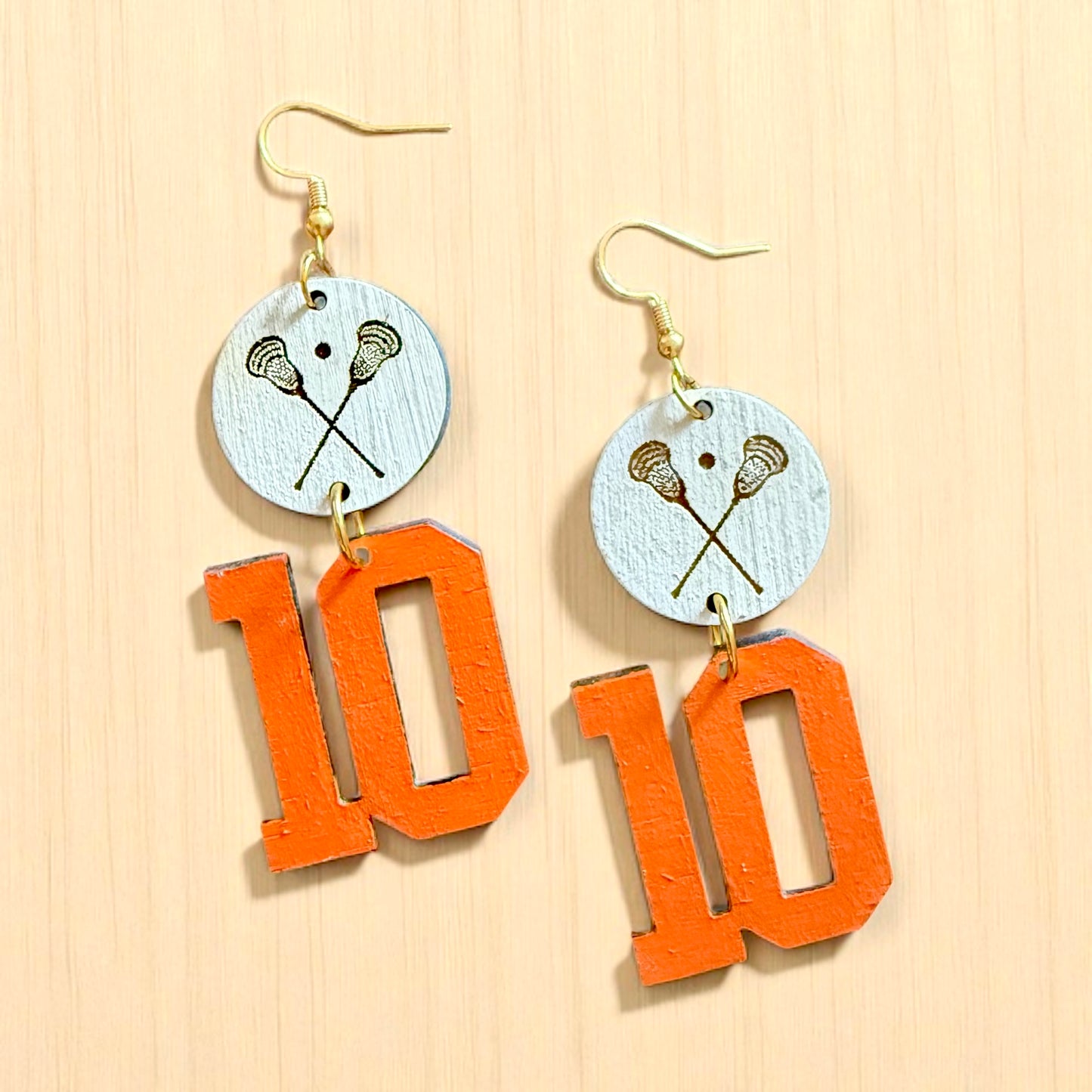 Sport & Number Wood Earrings