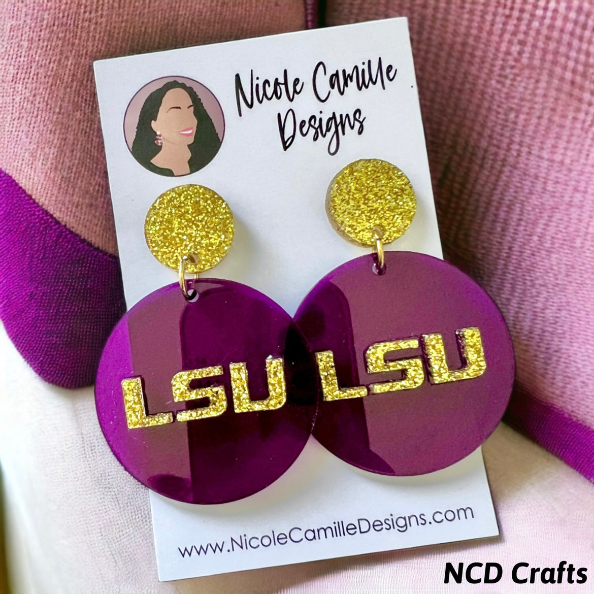 LSU Acrylic Earrings