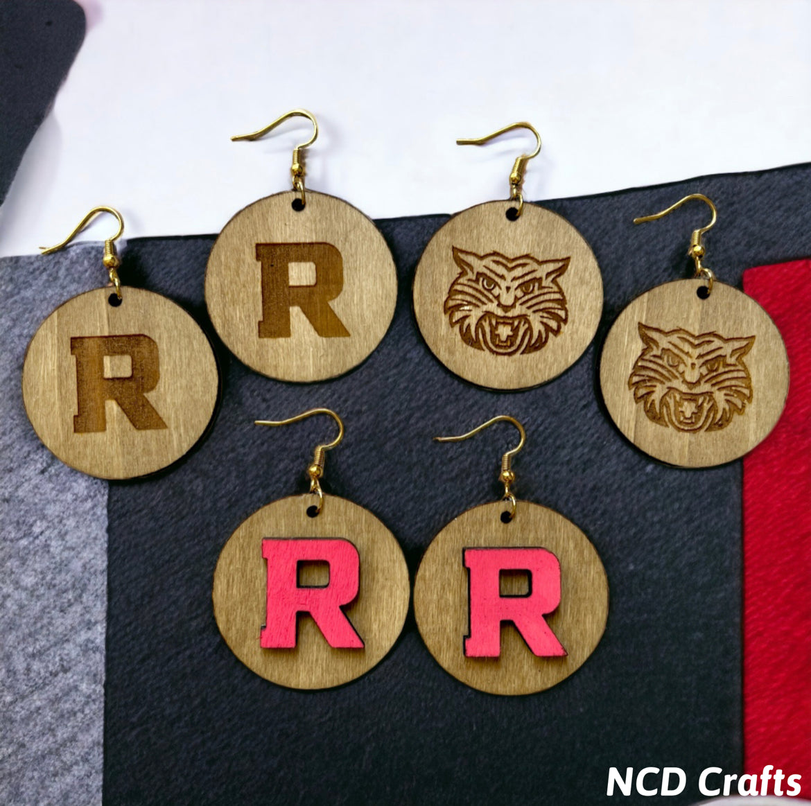 Ruston Bearcats Wood Earrings