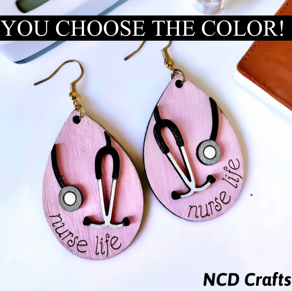 Nurse Life Wood Earrings