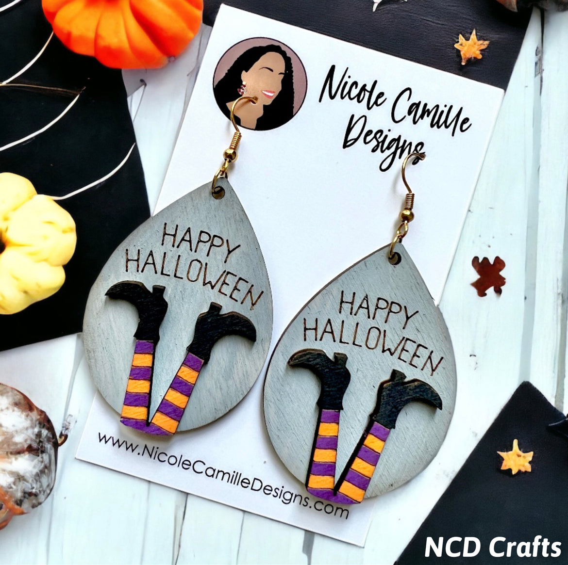 Witch Legs Wood Earrings