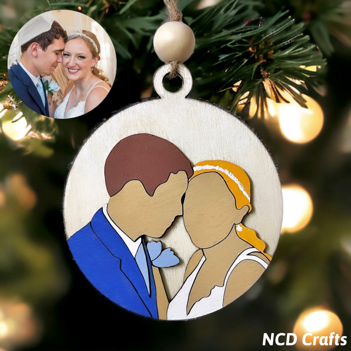 Wood Portrait Christmas Ornament